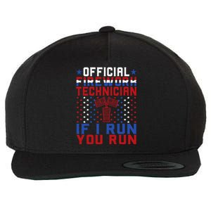 Firework Technician 4th Of July Funny USA Pyro Technician Wool Snapback Cap