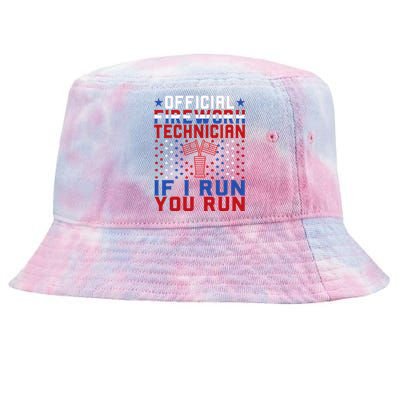 Firework Technician 4th Of July Funny USA Pyro Technician Tie-Dyed Bucket Hat