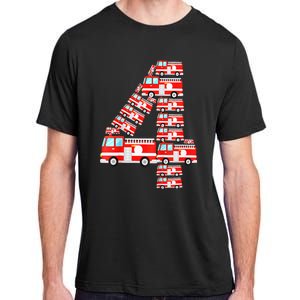 Fire Truck 4th Birthday Boy 4 Year Old Firefighter Adult ChromaSoft Performance T-Shirt