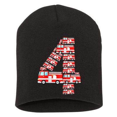 Fire Truck 4th Birthday Boy 4 Year Old Firefighter Short Acrylic Beanie