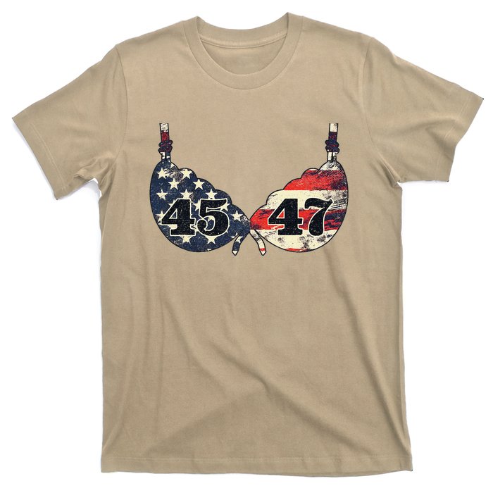 Funny Trump 45 47 Pin.K Bra Usa Flag Vintage T-Shirt