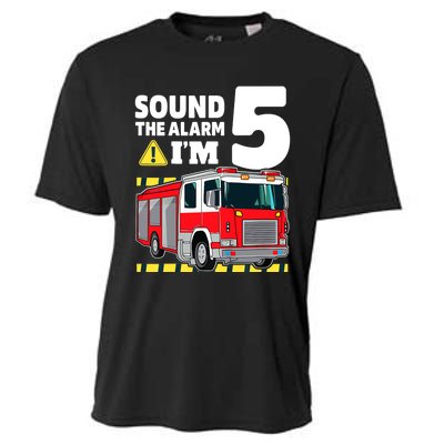 Fire Truck 5 Year Old Firefighter 5th Birthday Boy Five Cooling Performance Crew T-Shirt