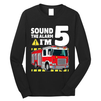 Fire Truck 5 Year Old Firefighter 5th Birthday Boy Five Long Sleeve Shirt