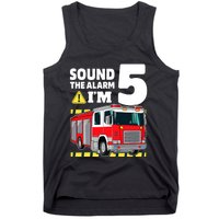 Fire Truck 5 Year Old Firefighter 5th Birthday Boy Five Tank Top