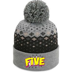 Five Text 5 Year Old Gift 5th Birthday Fifth Boy The Baniff Cuffed Pom Beanie