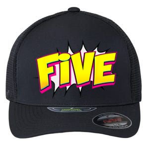 Five Text 5 Year Old Gift 5th Birthday Fifth Boy Flexfit Unipanel Trucker Cap