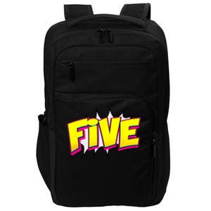 Five Text 5 Year Old Gift 5th Birthday Fifth Boy Impact Tech Backpack