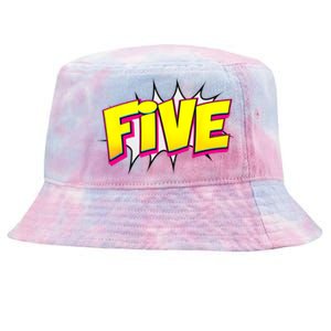 Five Text 5 Year Old Gift 5th Birthday Fifth Boy Tie-Dyed Bucket Hat