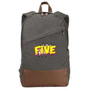 Five Text 5 Year Old Gift 5th Birthday Fifth Boy Cotton Canvas Backpack