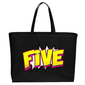 Five Text 5 Year Old Gift 5th Birthday Fifth Boy Cotton Canvas Jumbo Tote