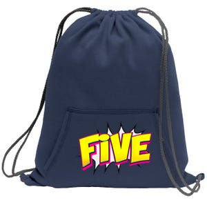 Five Text 5 Year Old Gift 5th Birthday Fifth Boy Sweatshirt Cinch Pack Bag