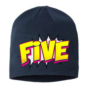 Five Text 5 Year Old Gift 5th Birthday Fifth Boy Sustainable Beanie