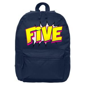 Five Text 5 Year Old Gift 5th Birthday Fifth Boy 16 in Basic Backpack