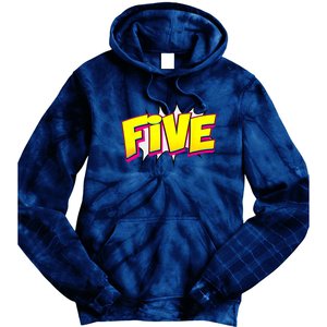 Five Text 5 Year Old Gift 5th Birthday Fifth Boy Tie Dye Hoodie