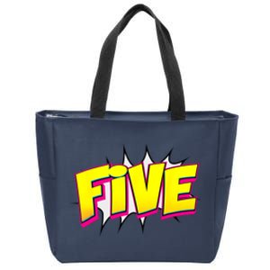 Five Text 5 Year Old Gift 5th Birthday Fifth Boy Zip Tote Bag