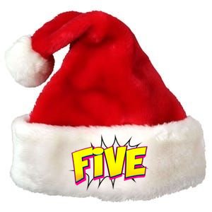 Five Text 5 Year Old Gift 5th Birthday Fifth Boy Premium Christmas Santa Hat