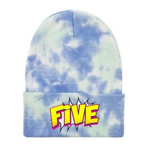 Five Text 5 Year Old Gift 5th Birthday Fifth Boy Tie Dye 12in Knit Beanie