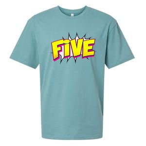 Five Text 5 Year Old Gift 5th Birthday Fifth Boy Sueded Cloud Jersey T-Shirt