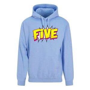 Five Text 5 Year Old Gift 5th Birthday Fifth Boy Unisex Surf Hoodie