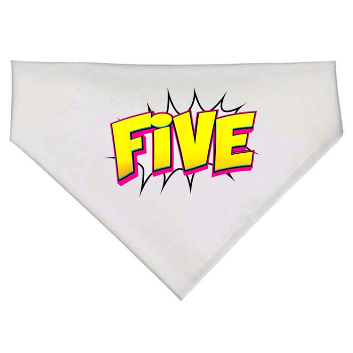 Five Text 5 Year Old Gift 5th Birthday Fifth Boy USA-Made Doggie Bandana