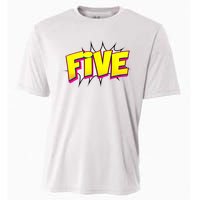 Five Text 5 Year Old Gift 5th Birthday Fifth Boy Cooling Performance Crew T-Shirt