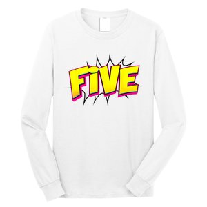 Five Text 5 Year Old Gift 5th Birthday Fifth Boy Long Sleeve Shirt