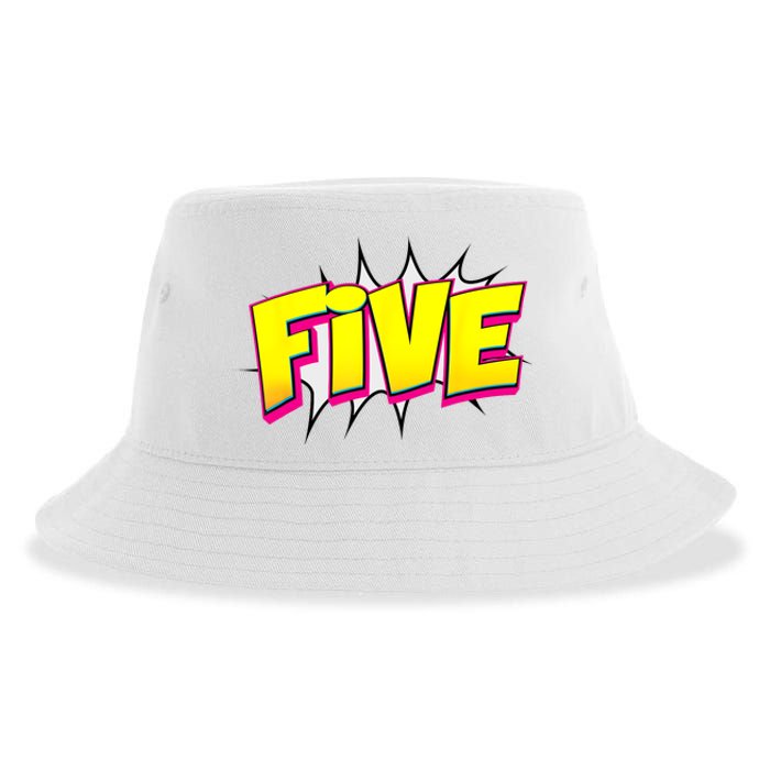 Five Text 5 Year Old Gift 5th Birthday Fifth Boy Sustainable Bucket Hat