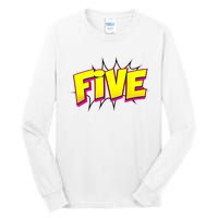 Five Text 5 Year Old Gift 5th Birthday Fifth Boy Tall Long Sleeve T-Shirt