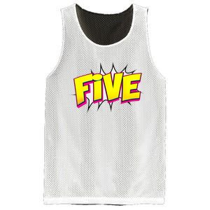 Five Text 5 Year Old Gift 5th Birthday Fifth Boy Mesh Reversible Basketball Jersey Tank