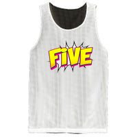 Five Text 5 Year Old Gift 5th Birthday Fifth Boy Mesh Reversible Basketball Jersey Tank