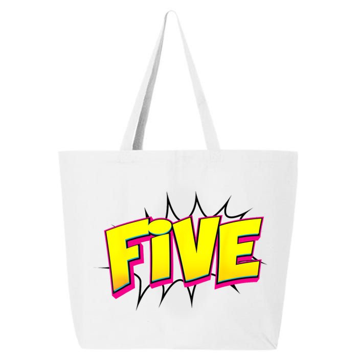 Five Text 5 Year Old Gift 5th Birthday Fifth Boy 25L Jumbo Tote