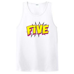 Five Text 5 Year Old Gift 5th Birthday Fifth Boy PosiCharge Competitor Tank