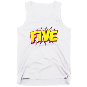 Five Text 5 Year Old Gift 5th Birthday Fifth Boy Tank Top