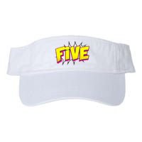 Five Text 5 Year Old Gift 5th Birthday Fifth Boy Valucap Bio-Washed Visor