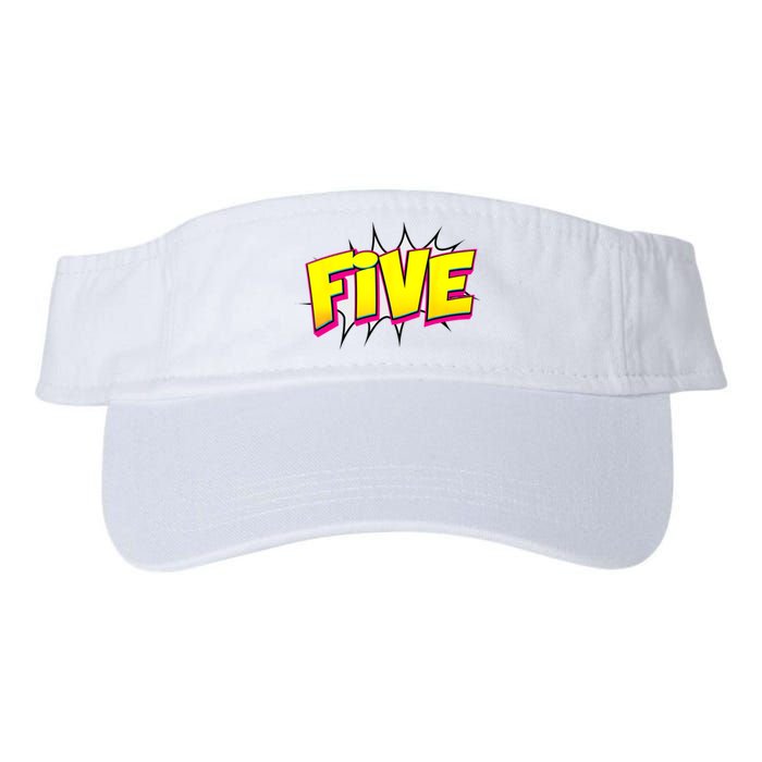 Five Text 5 Year Old Gift 5th Birthday Fifth Boy Valucap Bio-Washed Visor