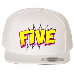 Five Text 5 Year Old Gift 5th Birthday Fifth Boy Wool Snapback Cap