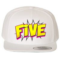 Five Text 5 Year Old Gift 5th Birthday Fifth Boy Wool Snapback Cap