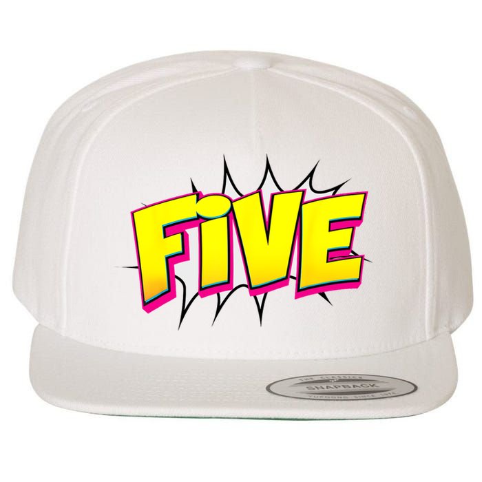 Five Text 5 Year Old Gift 5th Birthday Fifth Boy Wool Snapback Cap