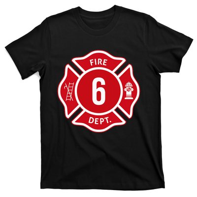 Fire Truck 6th Birthday Firefighter 6 Year Old T-Shirt