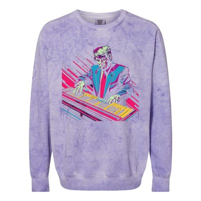 Funny Trump 80S Synth Keyboard Colorblast Crewneck Sweatshirt