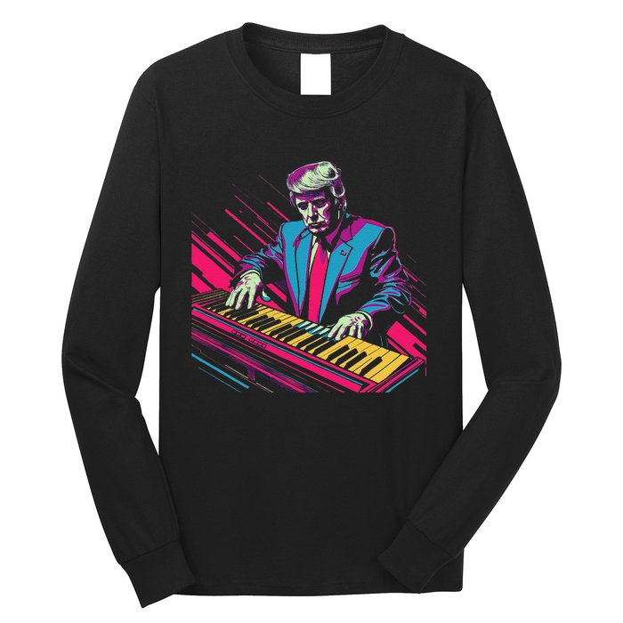 Funny Trump 80S Synth Keyboard Long Sleeve Shirt