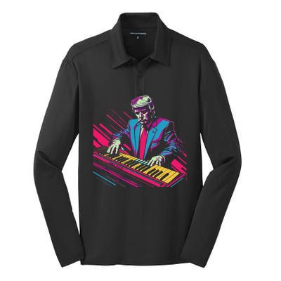 Funny Trump 80S Synth Keyboard Silk Touch Performance Long Sleeve Polo