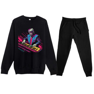 Funny Trump 80S Synth Keyboard Premium Crewneck Sweatsuit Set