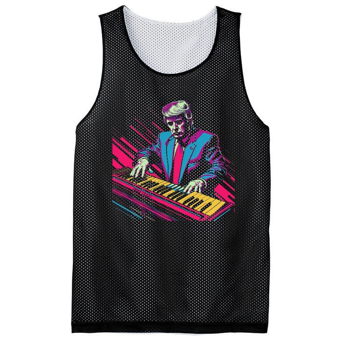 Funny Trump 80S Synth Keyboard Mesh Reversible Basketball Jersey Tank