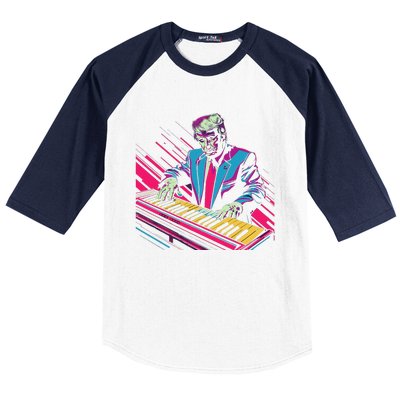 Funny Trump 80S Synth Keyboard Baseball Sleeve Shirt