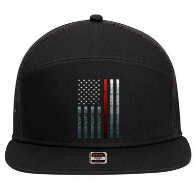 Firefighter Thin American Flag Fire Cool Gift 7 Panel Mesh Trucker Snapback Hat