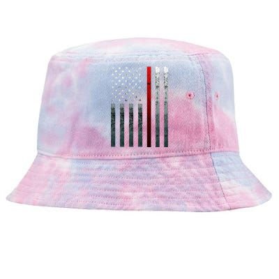 Firefighter Thin American Flag Fire Cool Gift Tie-Dyed Bucket Hat