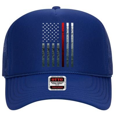 Firefighter Thin American Flag Fire Cool Gift High Crown Mesh Back Trucker Hat