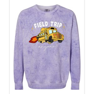 Field Trip Anyone Field Day Teacher Student School Funny Bus Colorblast Crewneck Sweatshirt