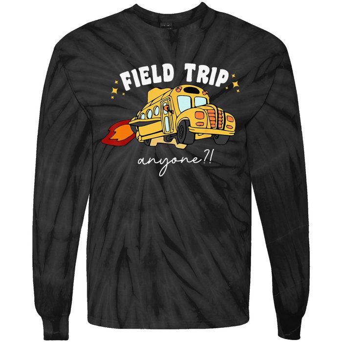 Field Trip Anyone Field Day Teacher Student School Funny Bus Tie-Dye Long Sleeve Shirt